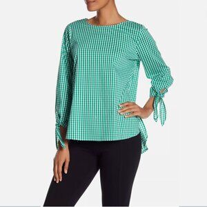Vince Camuto NWT Gingham Tie Sleeve Blouse size M